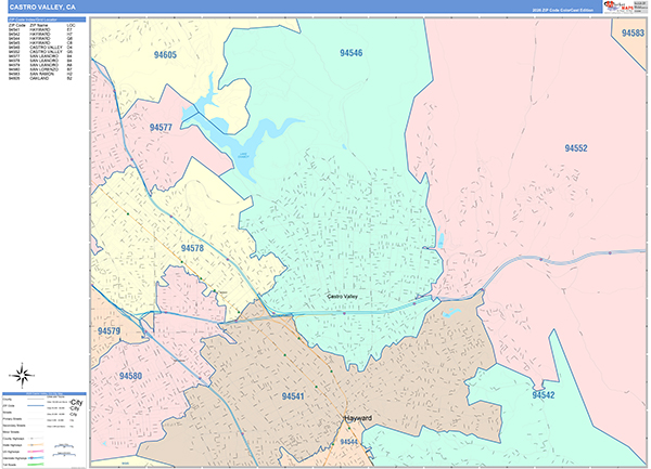 Castro Valley Map Color Cast Style